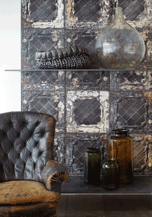 pinterest Tile wallpaper, Grey home decor, Brooklyn tin tiles