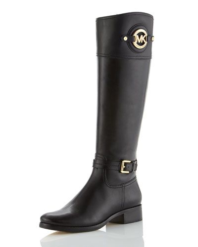 michael kors black leather riding boots