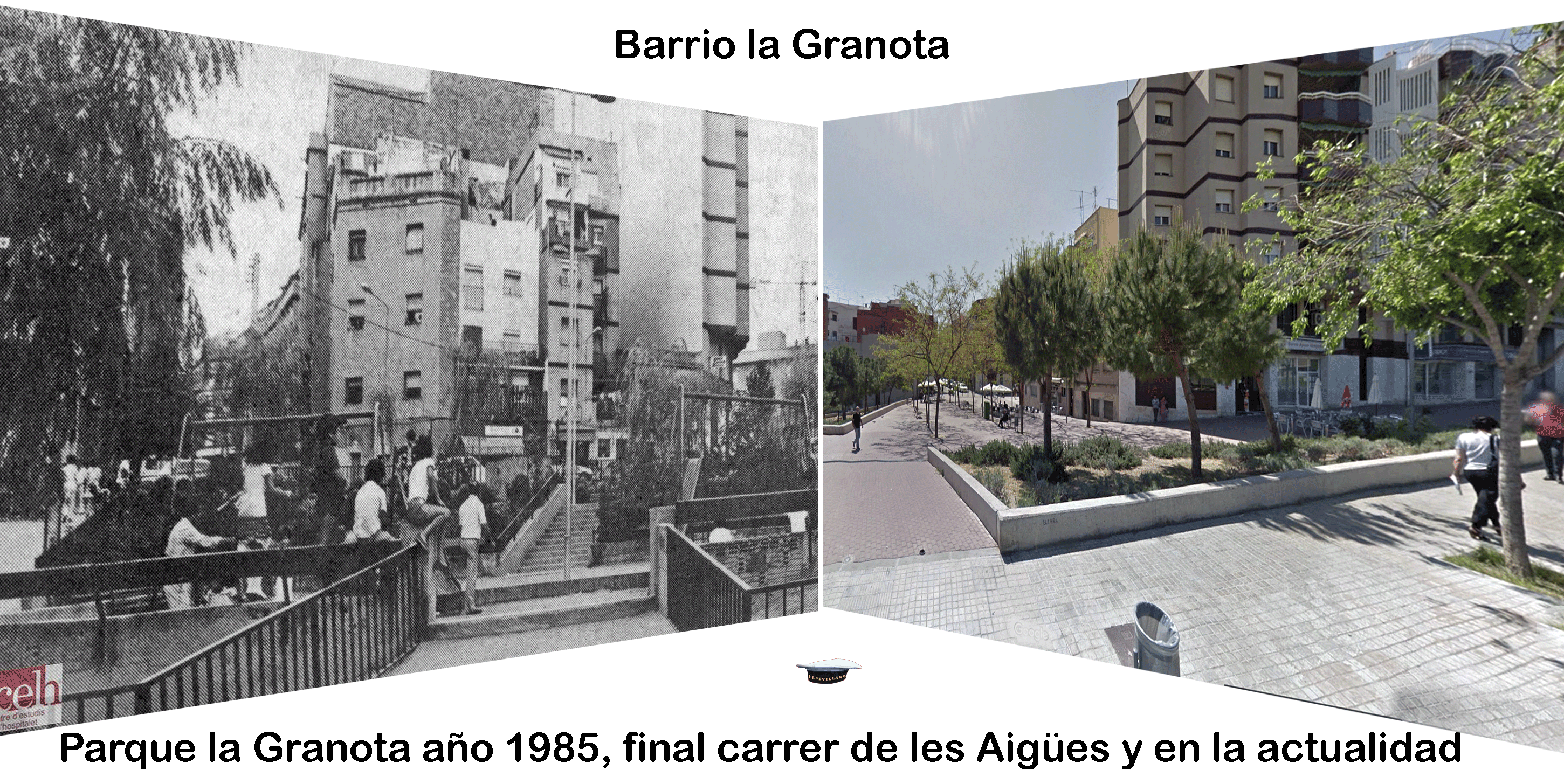 Parque La Granota Año 1985 Final Carrer De Les Aigües Y En La Actualidad 2 Parques Actualidad