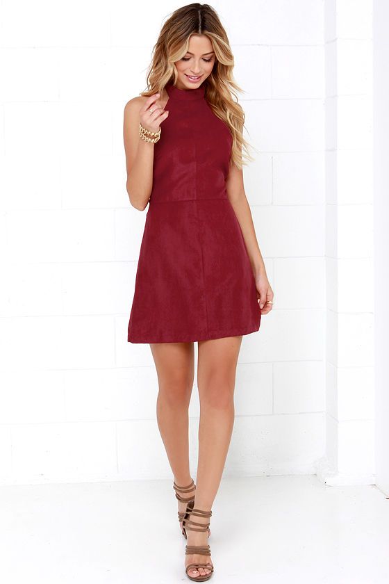 Saloon Swoon Wine Red Halter Dress ...