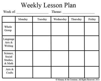 free printable weekly lesson plan template