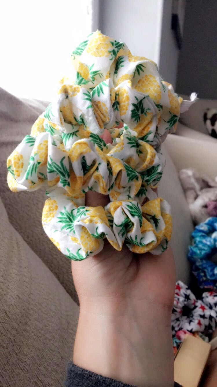 Winnie the Pooh Inspired Print Hair Scrunchies Yellow Honey - Handmade