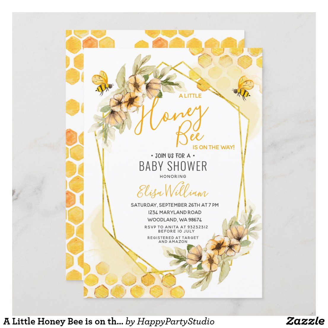 A Little Honey is on the Way Invitation Honey Bee Baby Shower Invitation