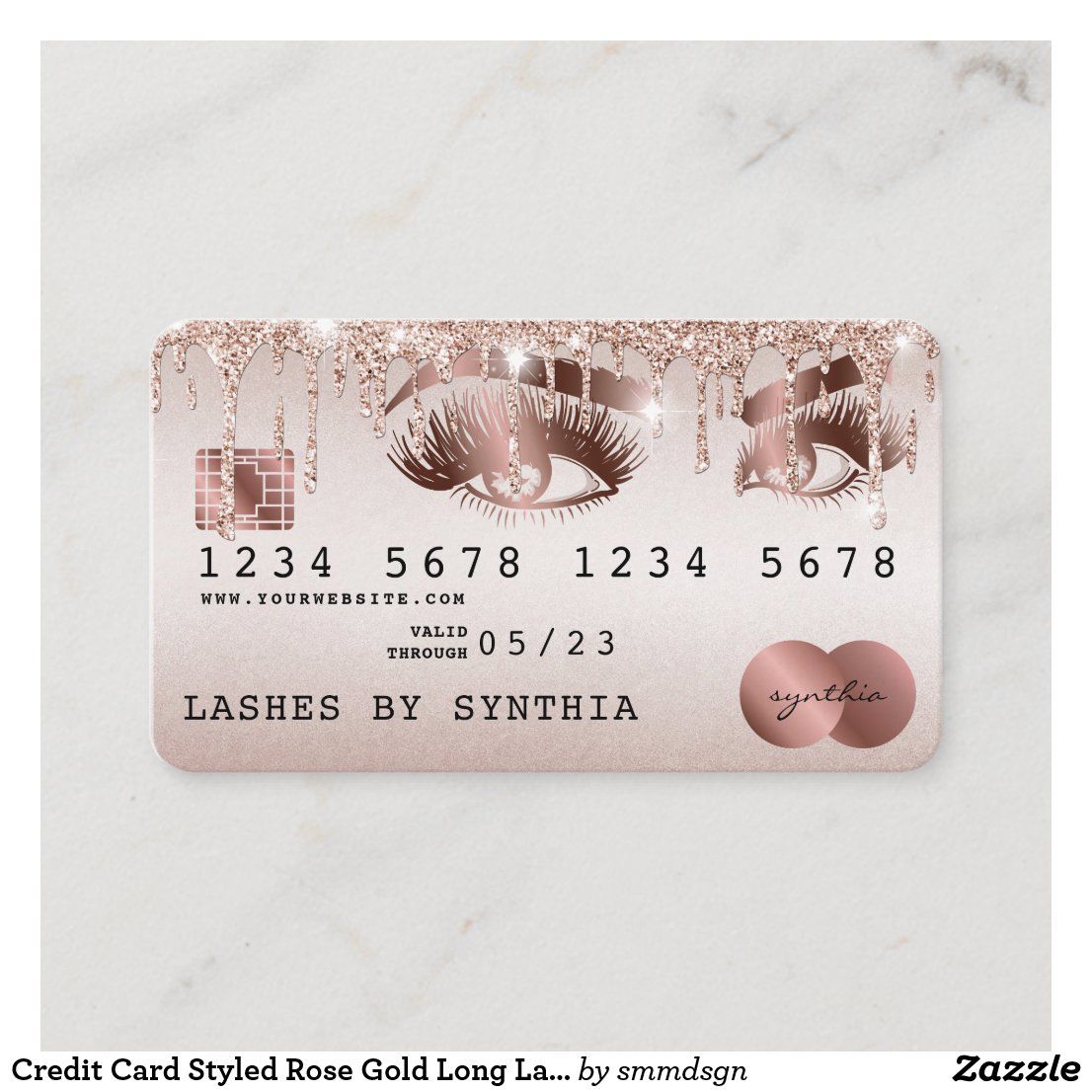 credit card styled rose gold long lashes zazzle