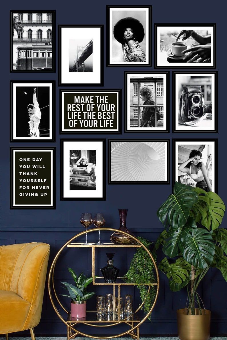 Black And White Modern Print Set, Set Of 12 Framed Wall Art Set, Minimalist Gallery Wall Set, Pop Culture Wall Art Bohemian Decor Bedroom, Boho Living Room Decor, Bohemian Wall Art, Boho Wall Decor, Gallery Wall Art Set, Gallery Wall Frames, Wall Art Sets, Frame Wall Decor, Framed Wall Art