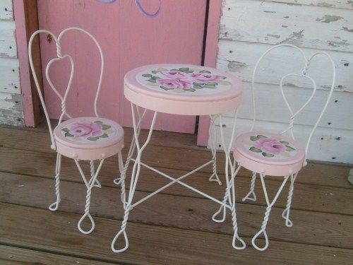 Ice Cream Parlor Table And Chairs Set Modern Coffee Tables And Shabby Hp Roses Hand Painted Vintage Ice Cream Parlor Table And Char - Ice Cream Parlor Table And Chairs Set Modern Coffee Tables And