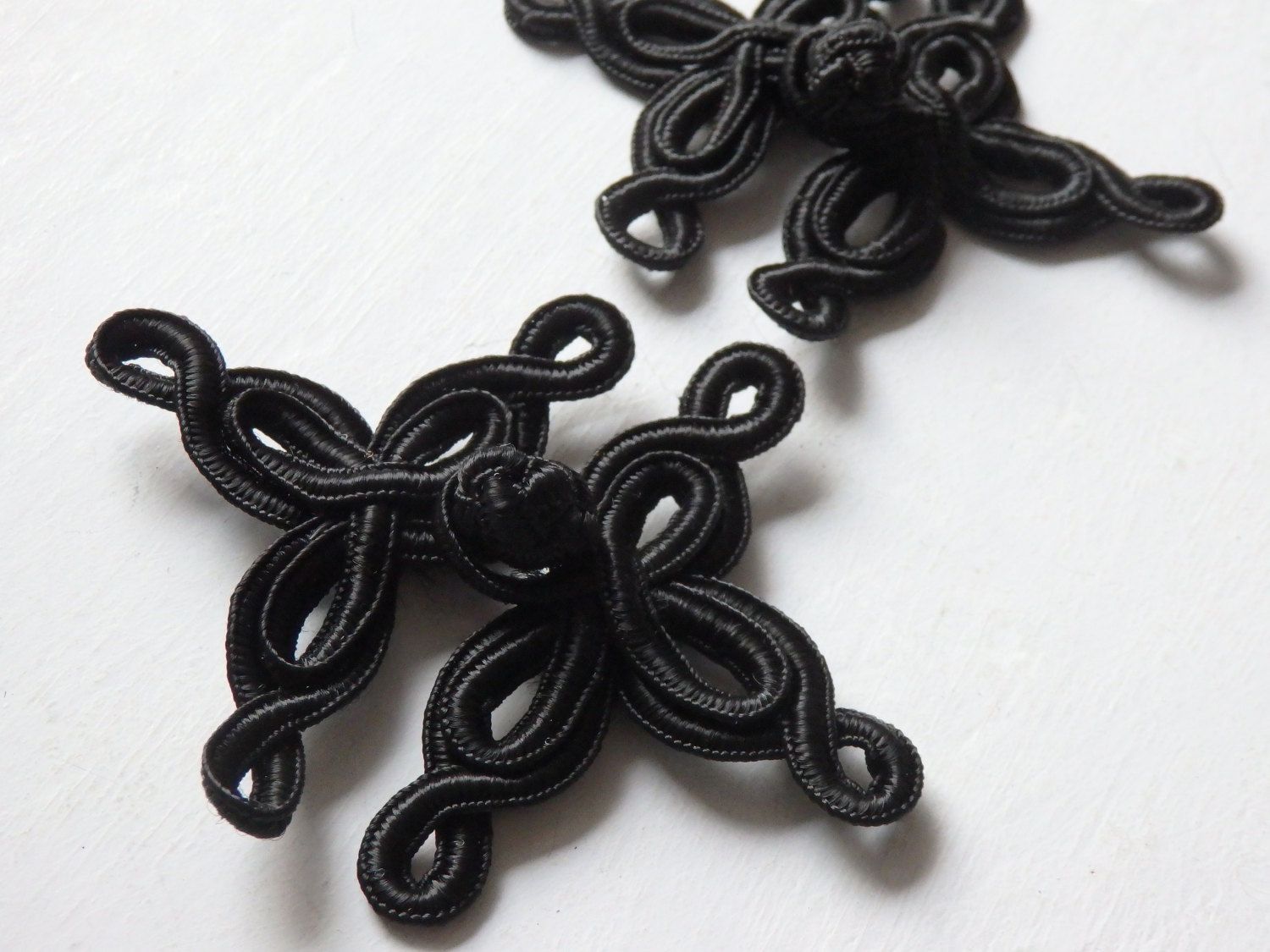 large chinese knot button closures 2 pairs of black decorative