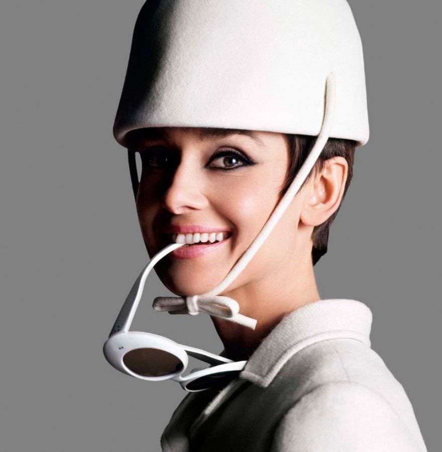 Audrey Hepburn and that famous courreges white helmet. Audrey Hepburn and that famous courreges white helmet.