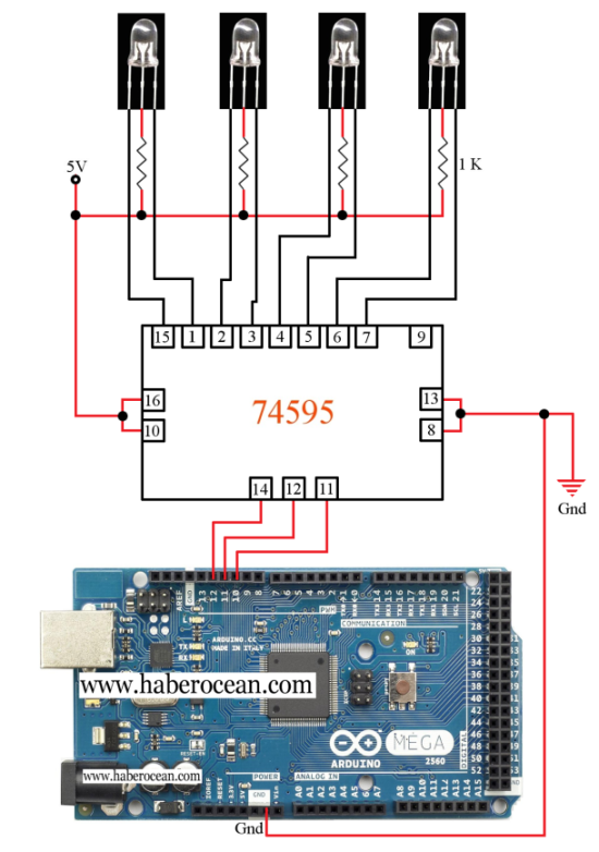 Circuit To Control 4 Bi Color Leds Using 3 Digital Pins Of Arduino Part 1 Of 4 Circuit To Control 4 Bi Color Leds Using 3 Digital Pins Of Arduino Part 1 Of 4