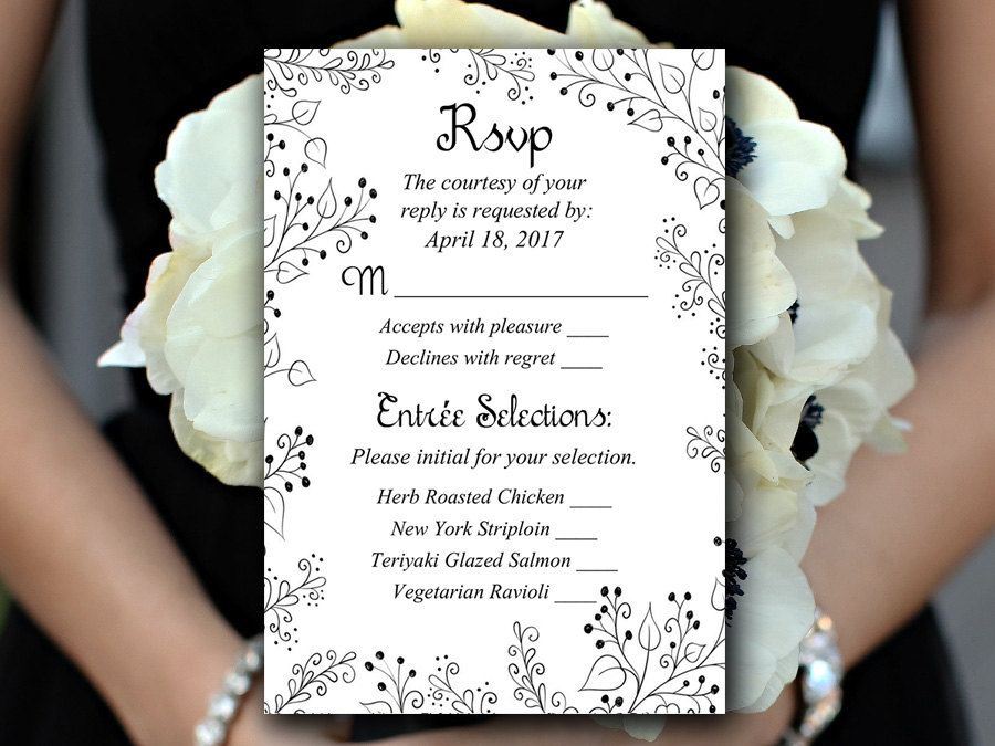 Wedding RSVP Template - Response Card Printable Wedding Invitation