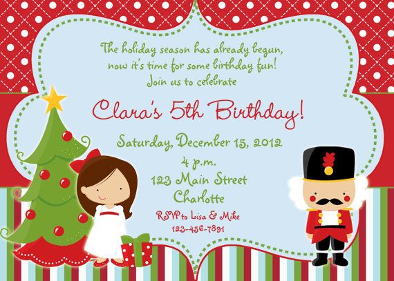 nutcracker christmas birthday party invitation christmas birthday