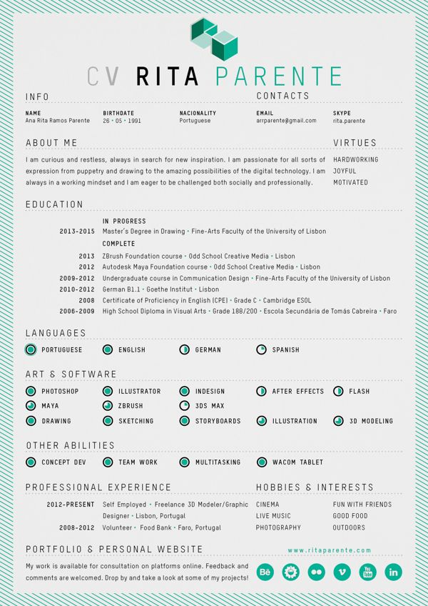 Self Promo | Logo, Card & CV by Rita Parente, via Behance | Graphic design jobs, Creative resume ...