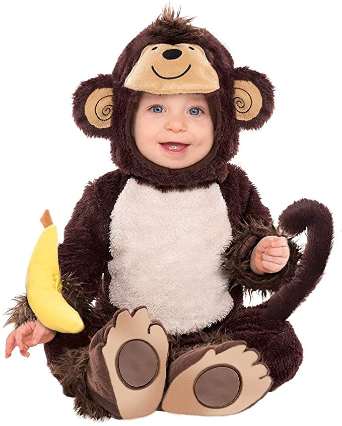 Amscan Baby Monkey Onesie Halloween Costume for Infants, Includes a Banana Wrist