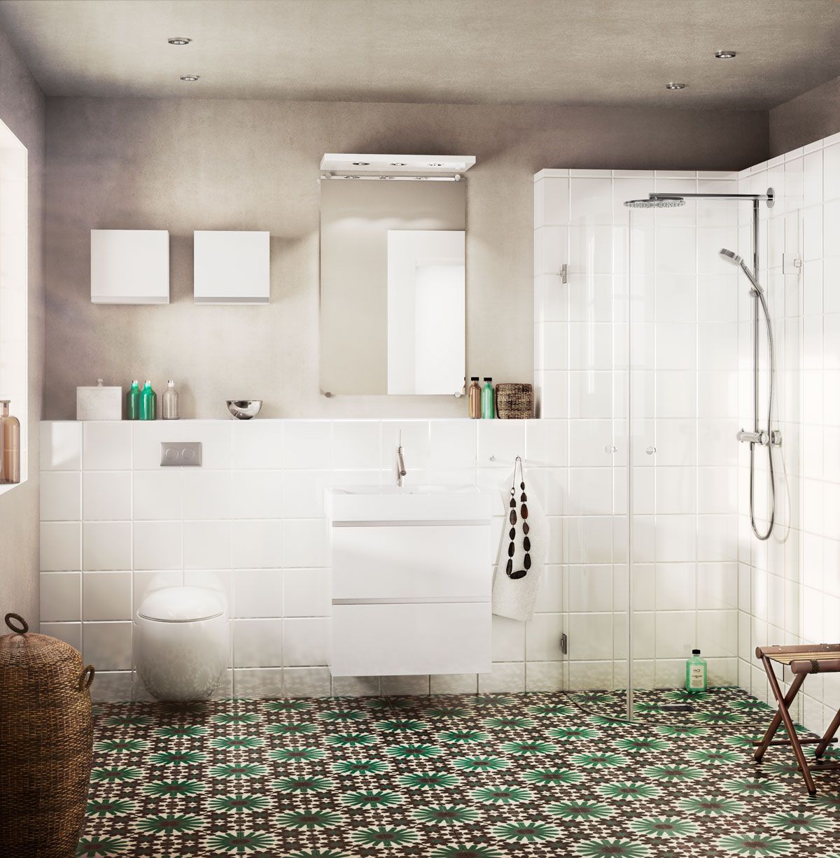 Bord Badrum happie-strict-vit-med-sma-overskap. Fra Ballingslöv | Bathroom