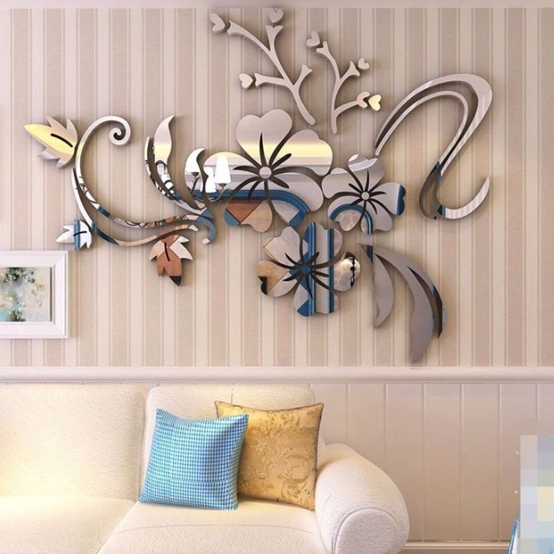 DIY 3D Acrylic Modern Mirror Decal Mural Wall Sticker Home Decor Removable