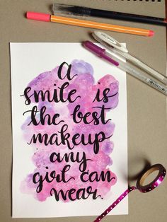 Calligraphy Fonts Diy, Watercolor Calligraphy Quotes, Calligraphy Quotes Doodles, Brush Lettering Quotes, Handlettering Quotes, Doodle Quotes, Hand Lettering Art, Calligraphy Handwriting, Doodle Art