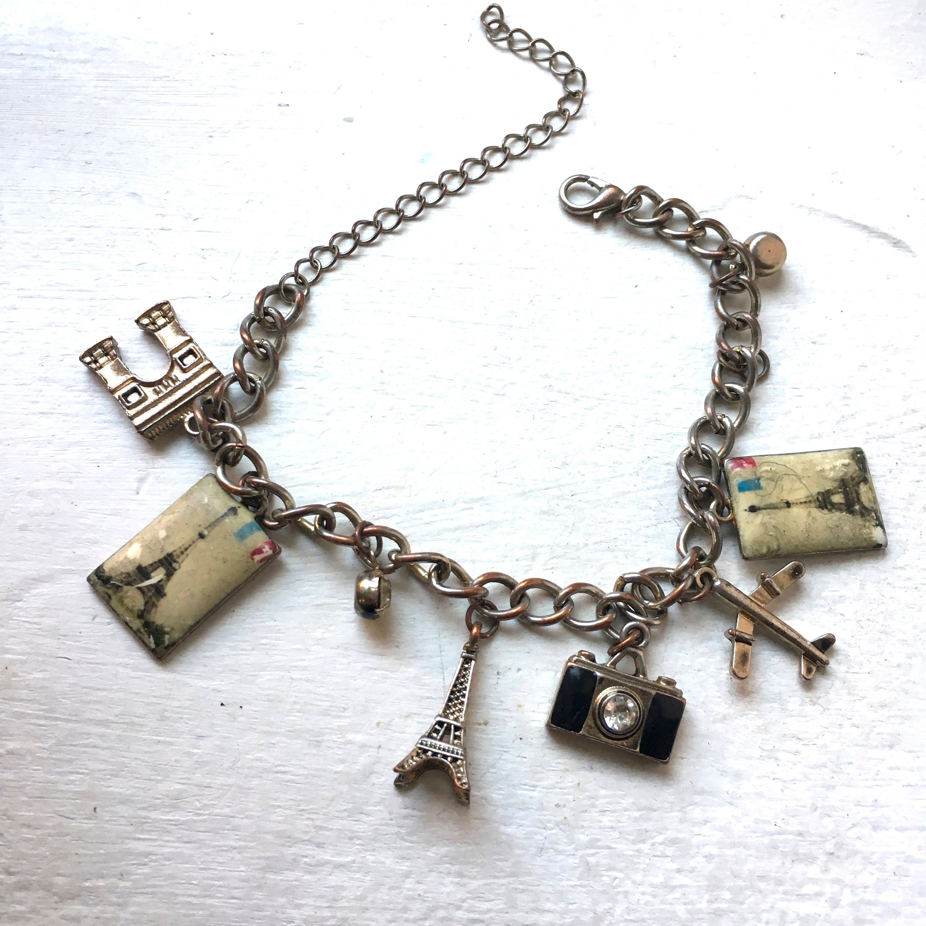 Charm Bracelet Paris Eiffel Tower Camera Charm Bracelet Paris Eiffel Tower Camera Gift