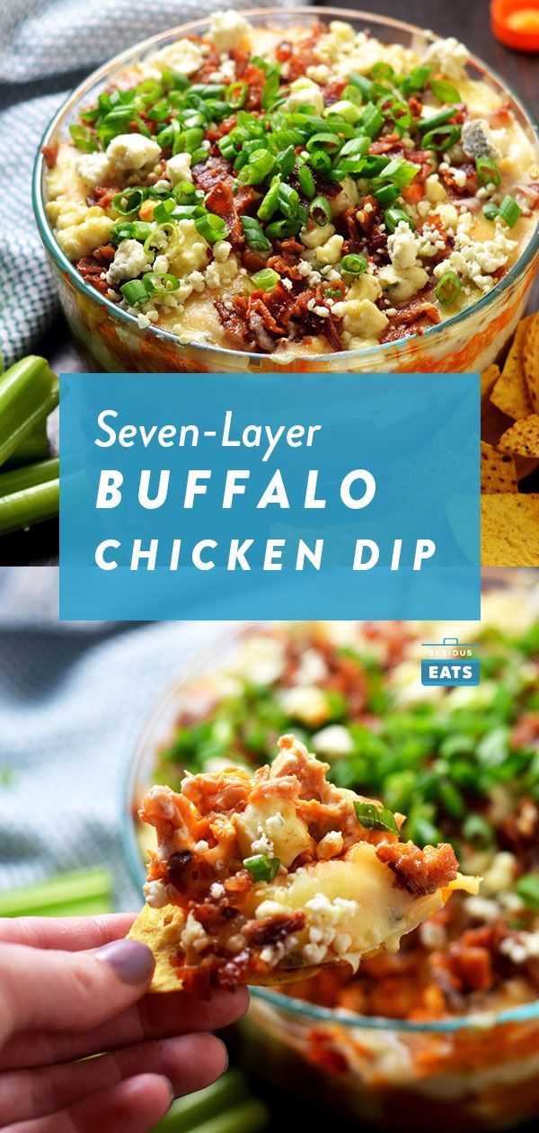 7-Layer Buffalo Chicken Dip #buffalochickendip