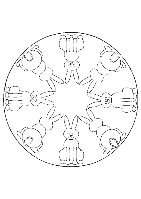 a colorier une mandala de pâques avec des lapins vus de on coloriage mandala printemps id=55400