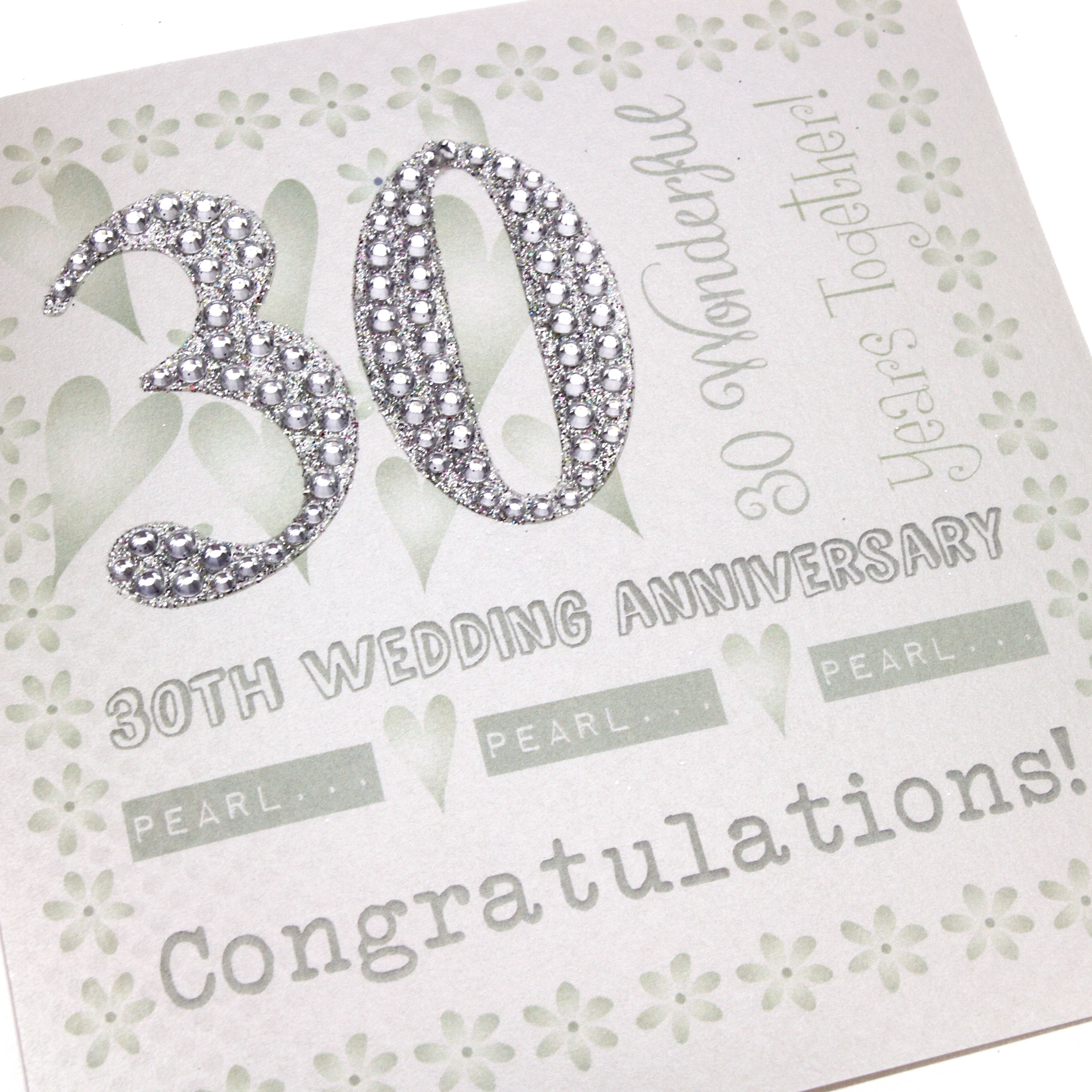 Handmade Pearl Wedding Anniversary Card 30 Years Glittery Diamanté Crafty Bits Diy Wedding Stationery 30 Anniversarygolden