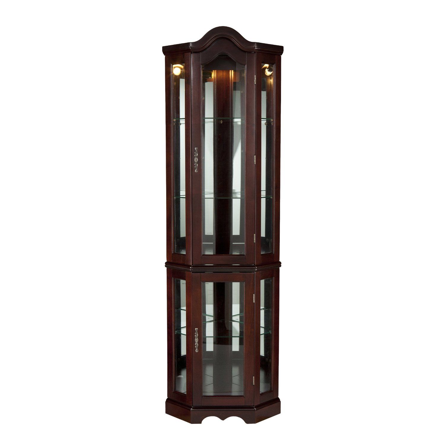 Southern Enterprises Lighted Corner Display Cabinet Southern Enterprises Lighted Corner Display Cabinet Mahogany Curio Cabinets