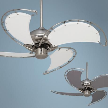 40 Aerial Brushed Nickel White Blades Ceiling Fan M2558 Lamps Plus With Light Brushed Nickel Ceiling Fan, Canvas Ceiling Fan Blades