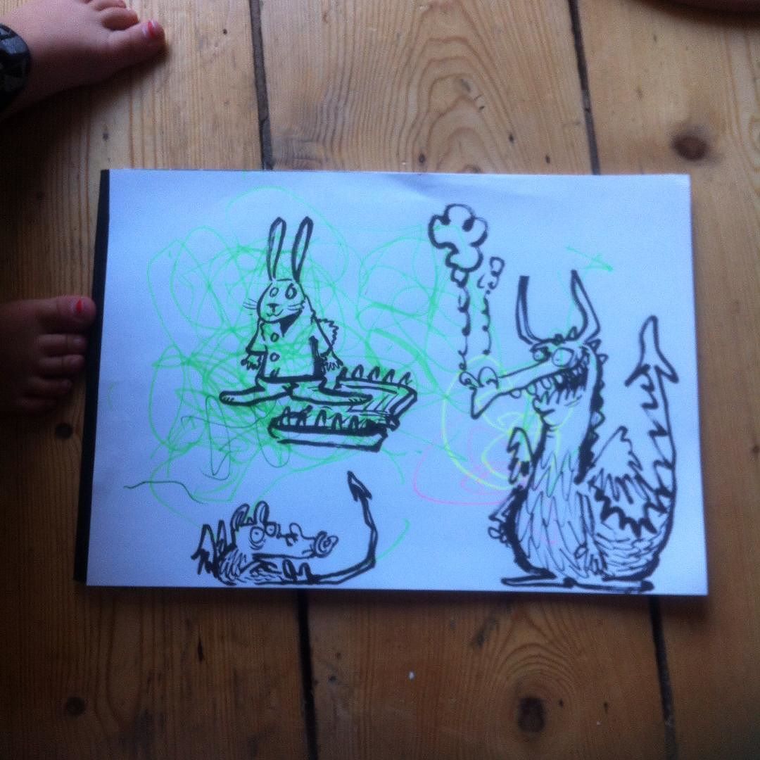 Teamwork drawings by me as suggested by Rafa Colouring by Rafa