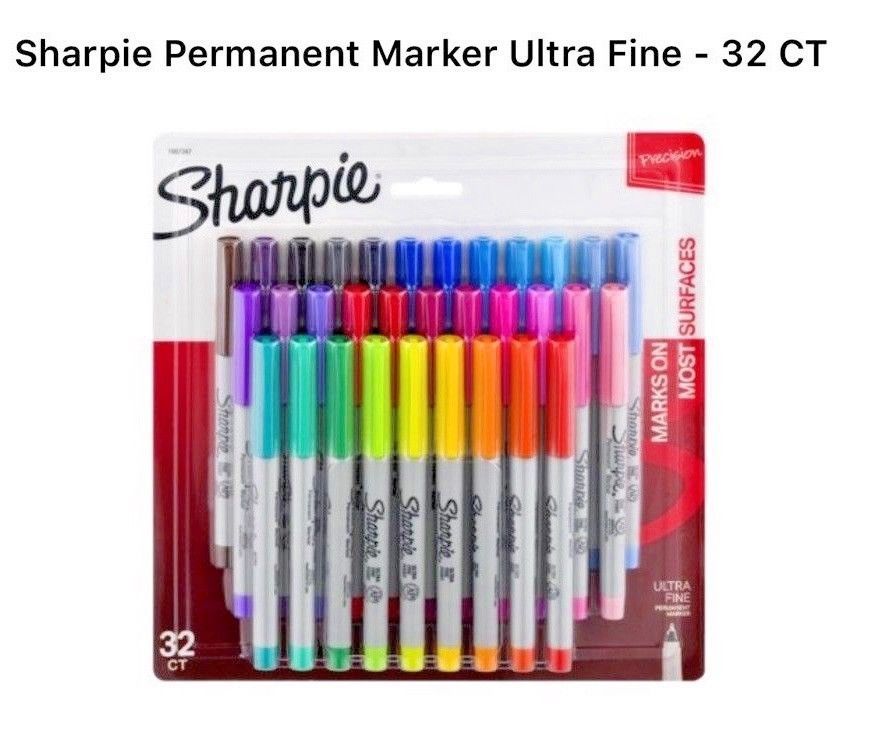 Ultra Fine Point 12 Count Black Sharpie Permanent Markers