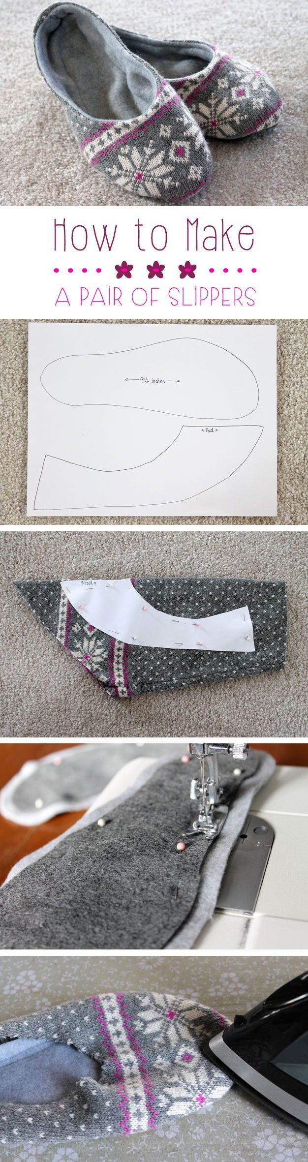 Upcycling has quickly become on our favorites things to do! Transform an old sweater or sweatshirt into these lovely, cozy slippers for around the house: www.ehow.com/... Easy Sewing Projects, Sewing Hacks, Sewing Tutorials, Diy Sewing, Sewing Crafts, Sewing Patterns, Sewing Tips, Sewing Ideas, Diy Crafts