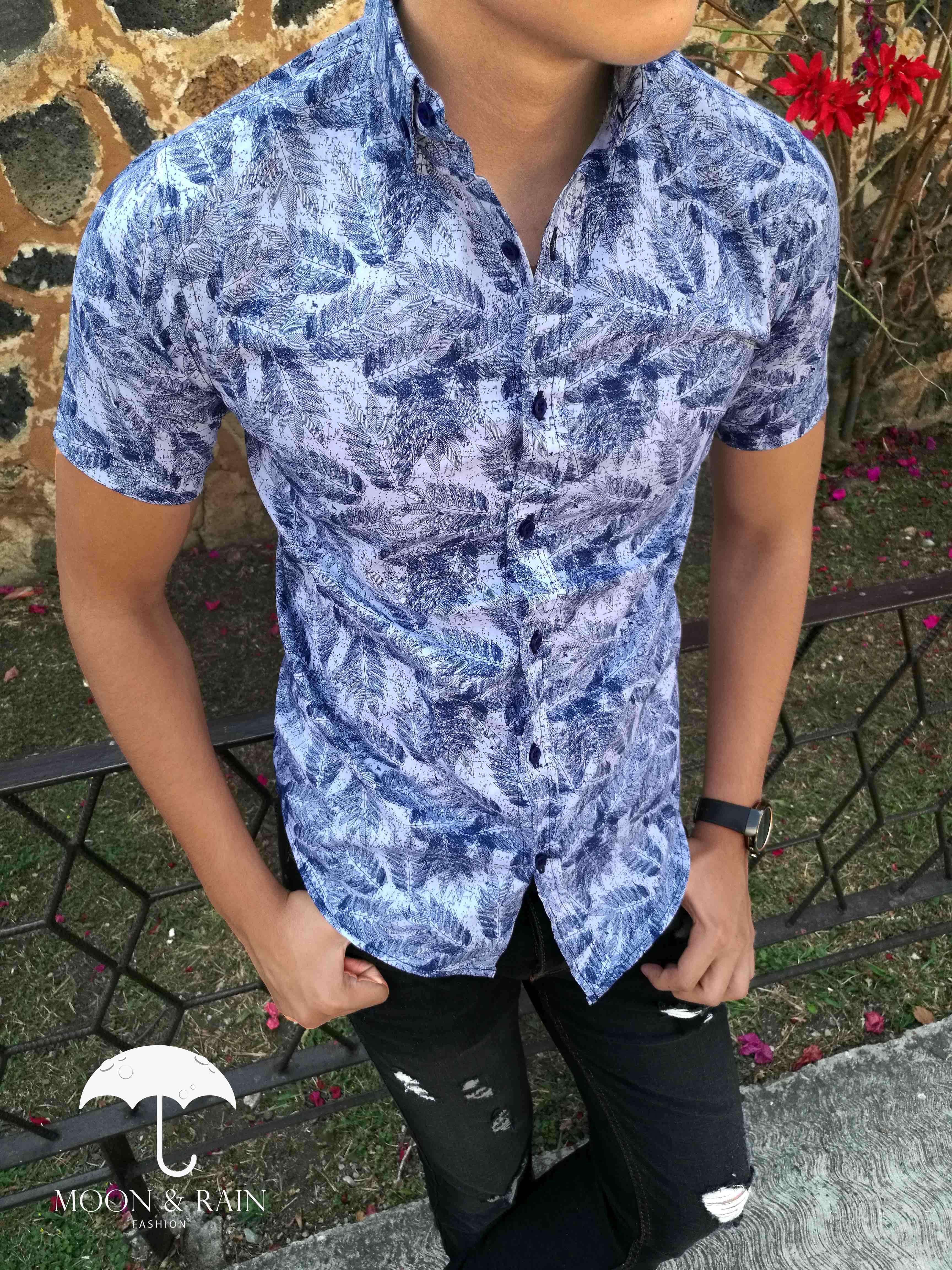 Pin on Camisas slim fit Camisa Manga Corta Blanca de Flores para Hombre Exclusiva de