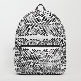 Snake skin scales texture. Seamless pattern black on white background. simple ornament Backpack | white