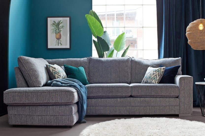 Freya 4 Seater Lounger Sitting Room Corner Sofa Silver Sofa Sofa