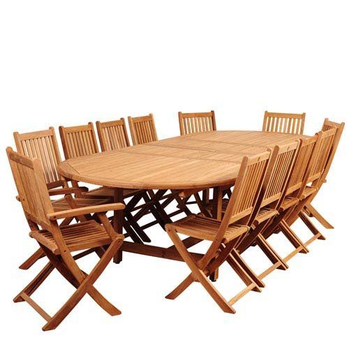 international home amazonia teak 13 piece extendable patio dining