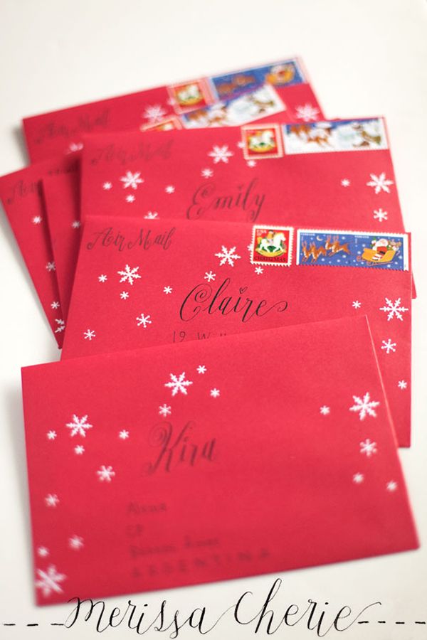 Kawaii Stationery and Snail Mail Ideas Envelope Addressing Christmas, Christmas Card Envelopes, Greeting Card Envelope, Christmas Cards, Diy Christmas, Greeting Cards, Envelope Lettering, Calligraphy Envelope, Envelope Art