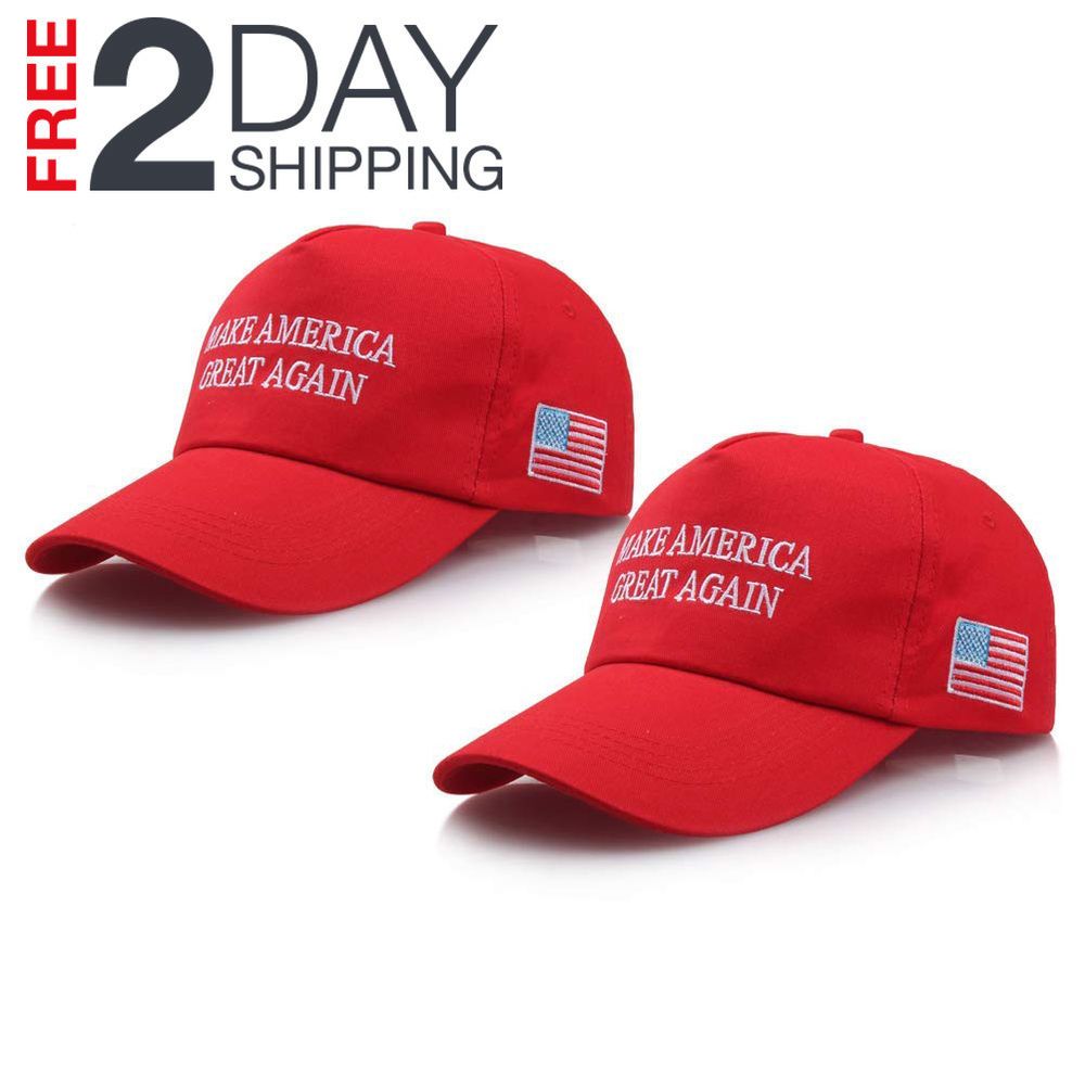 2-Pack MAGA Make America Great Again President Donald Trump Hat Cap Red USA