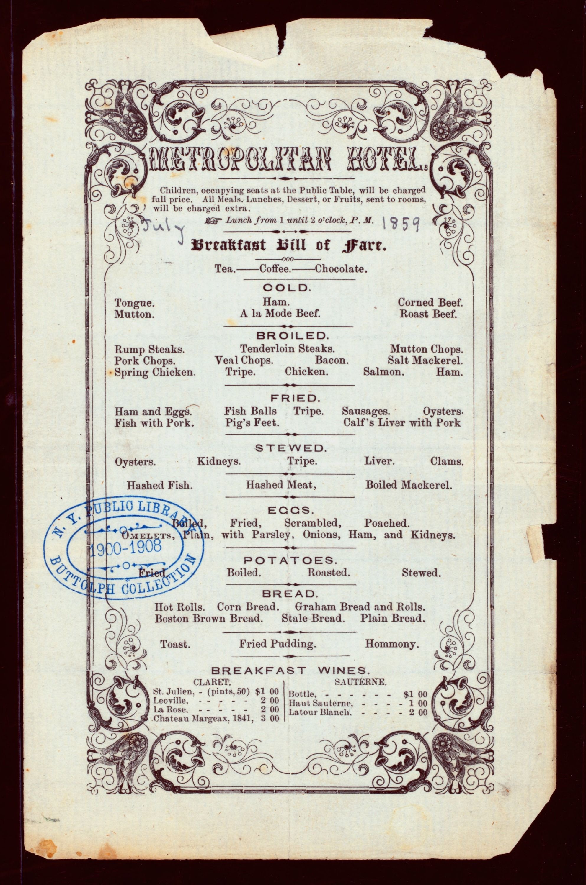 10 awesome vintage menus from the New York Public Library's Digital Collection #menus
