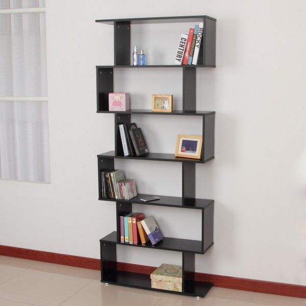 Homcom Estantería con 6 Estantes para Libros - Color Negro - estantes para libros Homcom Estantería con 6 Estantes para Libros - Color Negro - estantes para libros