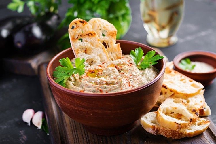 متبل باذنجان مقلي مطبخ سيدتي Recipe Vegan Hummus Eastern Cuisine Hummus