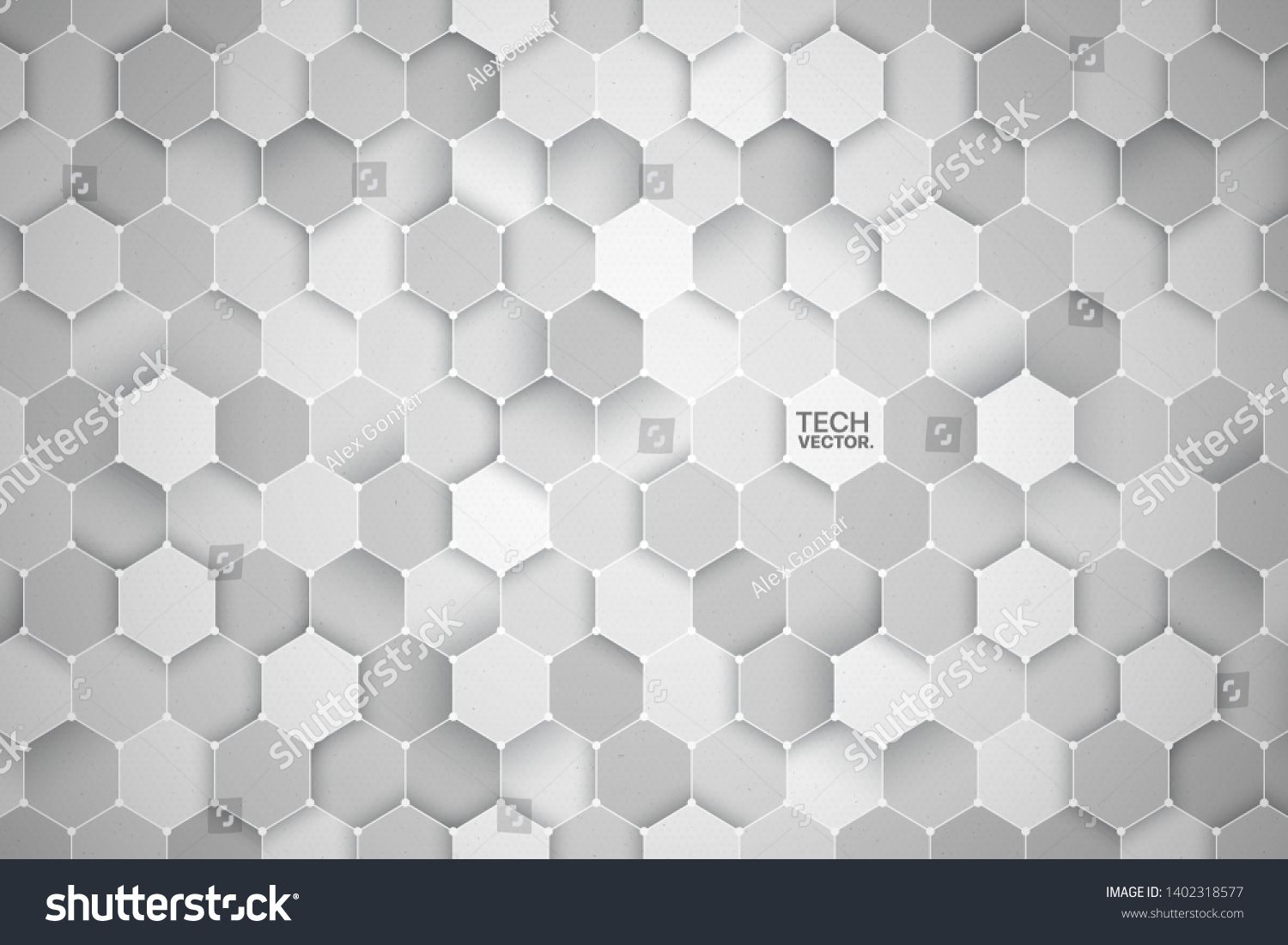 3d Science Technology Hexagonal Light Gray Vector Abstract