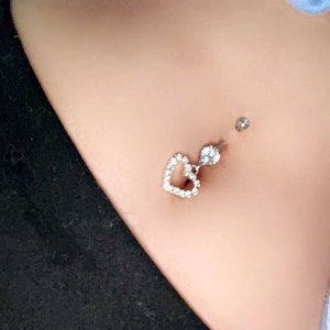 Crystal Inspired Heart Outline Bling Dangle Navel Belly Button | Etsy Belly Button Piercing Jewelry, Bellybutton Piercings, Belly Piercing Ring, Belly Jewelry, Piercing Tattoo, Earings Piercings, Belly Button Rings, Cute Belly Rings, Double Belly Piercing