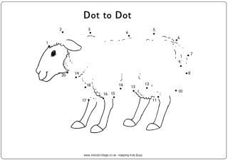 Sheep Dot To Colouring Page