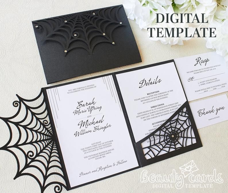Download Halloween Wedding Invitation Spider Web Template Envelope Etsy Halloween Wedding Invitations Halloween Wedding Halloween Wedding Favors