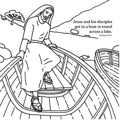 jesus calms the storm coloring card is a craft activity