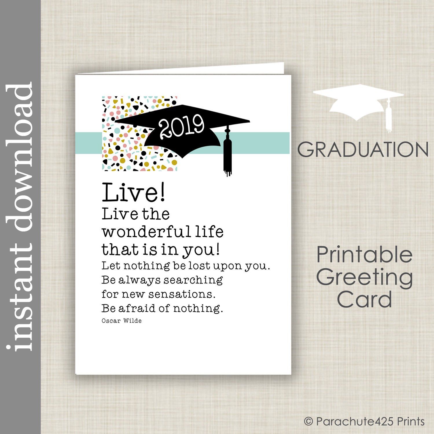 oscar wilde quote 2019 printable graduation card for high printable graduation card