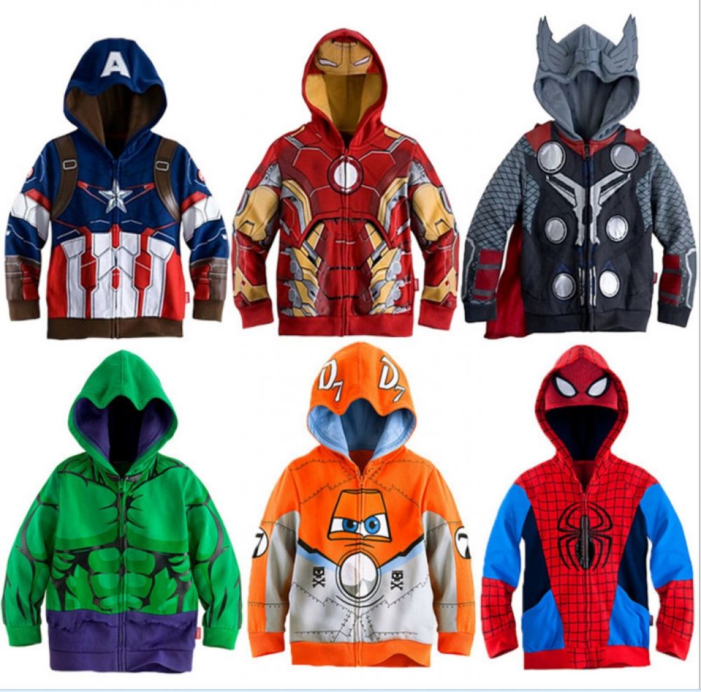 Kid Boys Girls Superhero Hoodie Sweatshirt Avengers Spiderman Zipper Jacket Coat