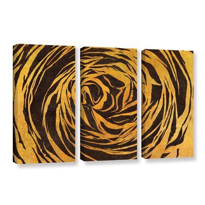 Latitude Run Buttercup Shape Contrast 3 Piece Graphic Art On Wrapped Canvas Set Canvas Framed Art Wrapped Canvas