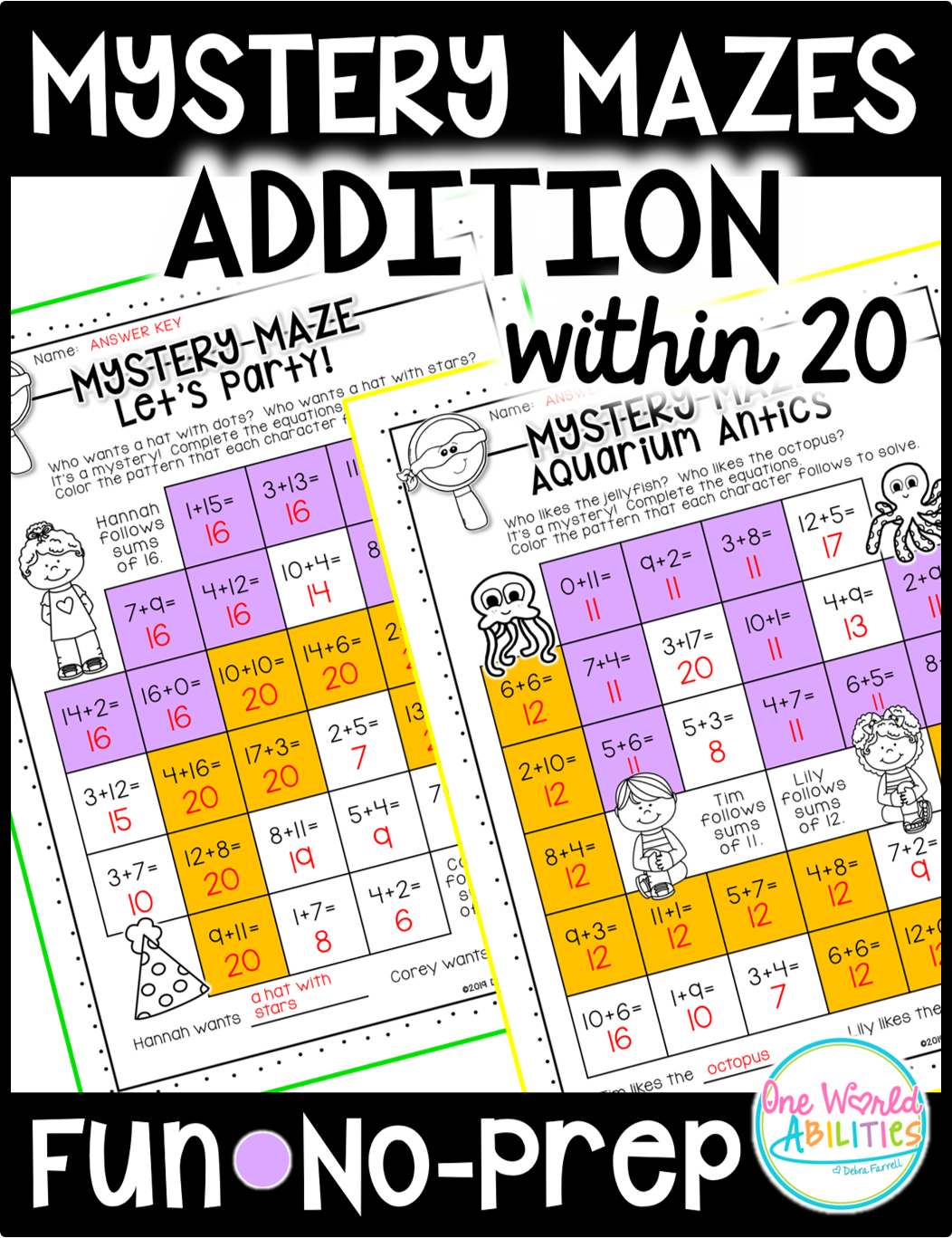 mystery math mazes addition within 20 no prep printables