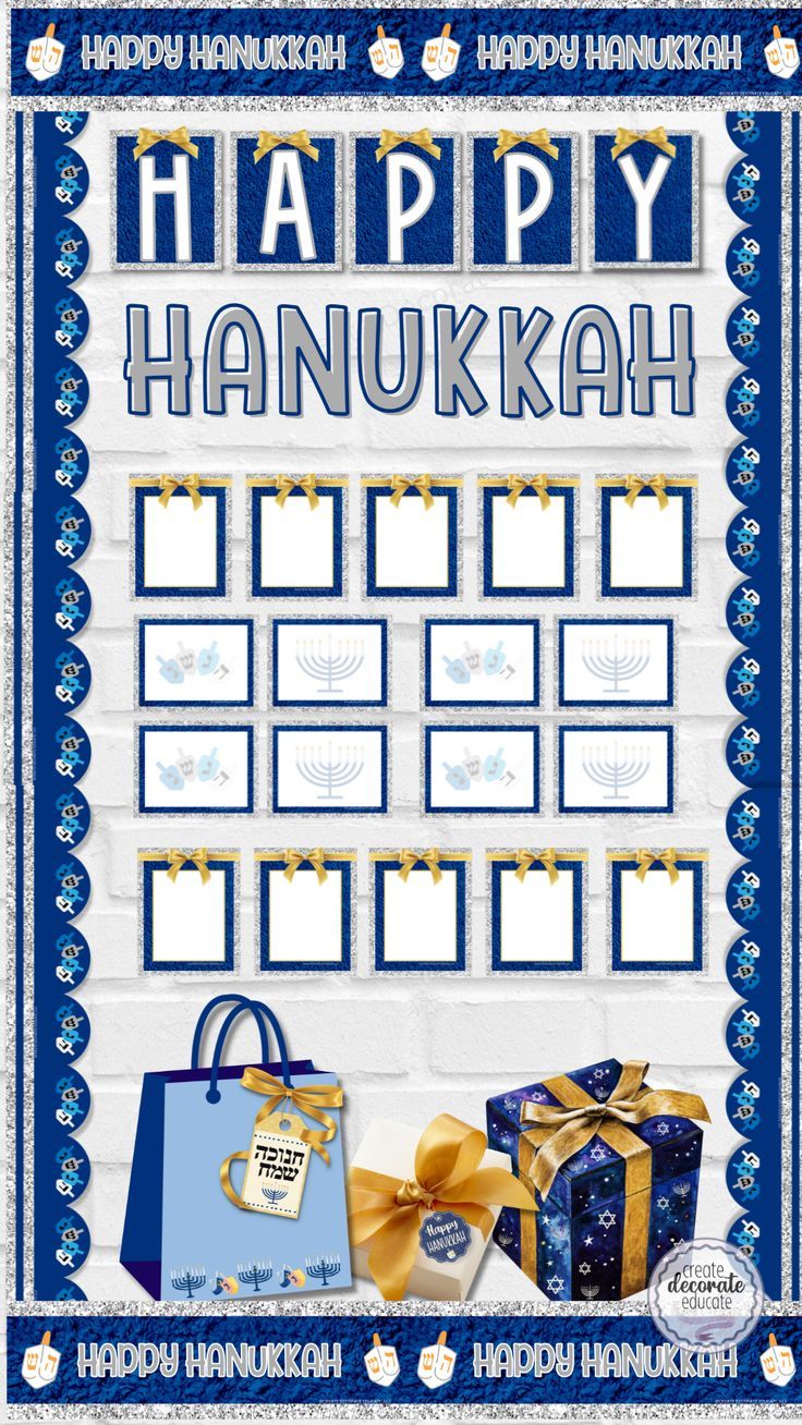 Are you looking for Hanukkah Bulletin Board Ideas for your classroom? Here is what's included in our Silver Glitter Hanukkah Bulletin Board: Letters: Happy Hanukkah Editable Elements: 2 Styles of Editable Elements (cards/labels/tags) 2 Different Sizes of Editable Elements Perfect for Student Names/Vocabulary/Gift Tags Hanukkah Bulletin Board Borders: Borders that you can mix and match with this Hanukkah Bulletin Board 2 different styles Printable Hanukkah Decorative Presents: 3 different styles Bulletin Board Borders, Hanukkah Decorations, Labels & Tags, Happy Hanukkah, Silver Glitter, Classroom Decor, Gift Tags, Diy Decor, Presents