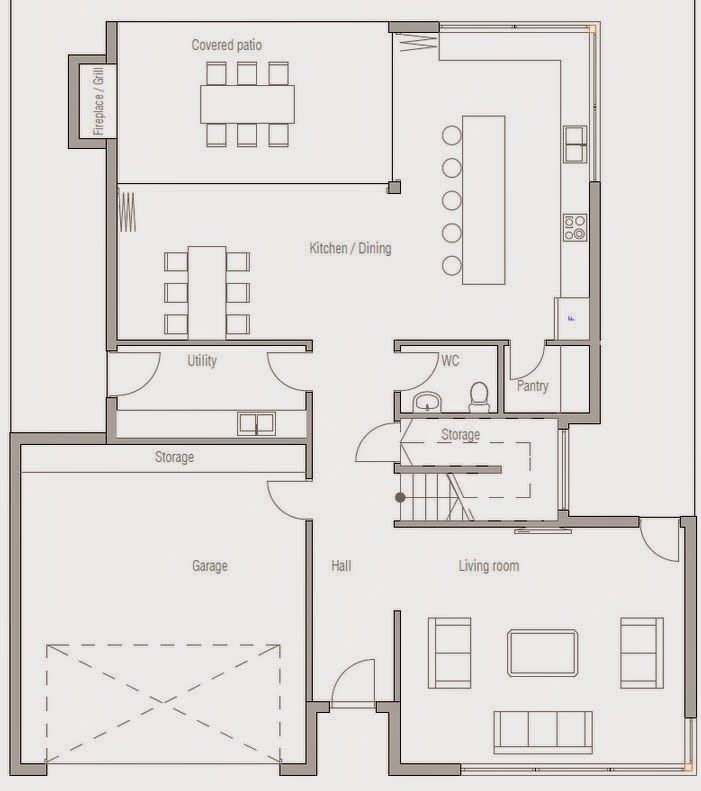 Planos De Casa De 4 Dormitorios Hall And Living Room Pantry Storage Floor Plans