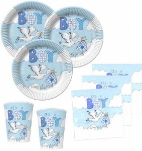48 Teile Baby Shower Deko Set Rosa Storch 16 Personen
